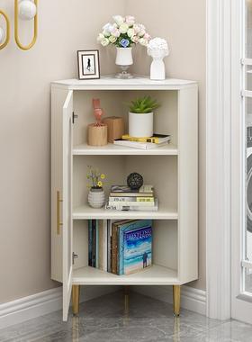 转角柜墙角客厅轻奢高级感拐角矮柜卧室三角形储物柜茶水柜收纳柜