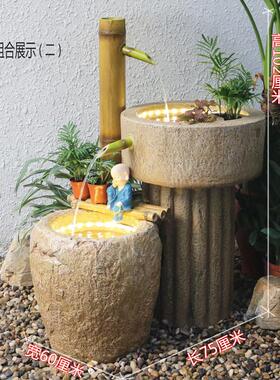 日式循环禅意创意流水摆件客厅鱼缸室内阳台喷泉景观公室装饰品