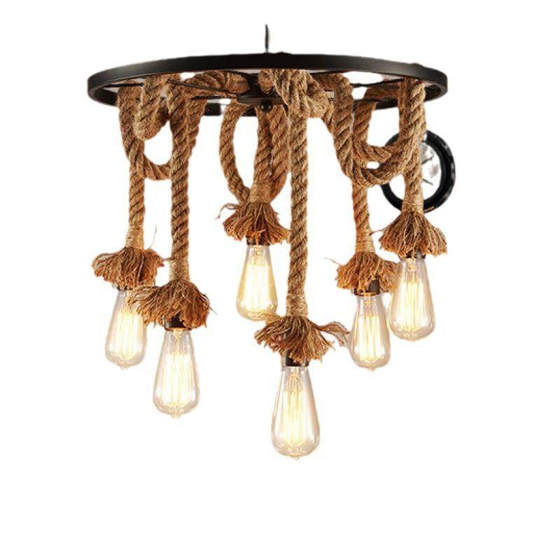 工业风复古灯客厅餐厅简约现代车轮艺术个性卧室创意麻绳灯具吊灯,淘宝优惠券,粉丝福利购,淘宝优惠卷