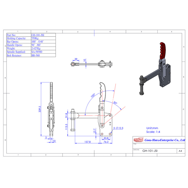 。台湾嘉手快速夹具GH-101J 101JS 101JSB夹钳肘夹紧器检具夹101J - 图3