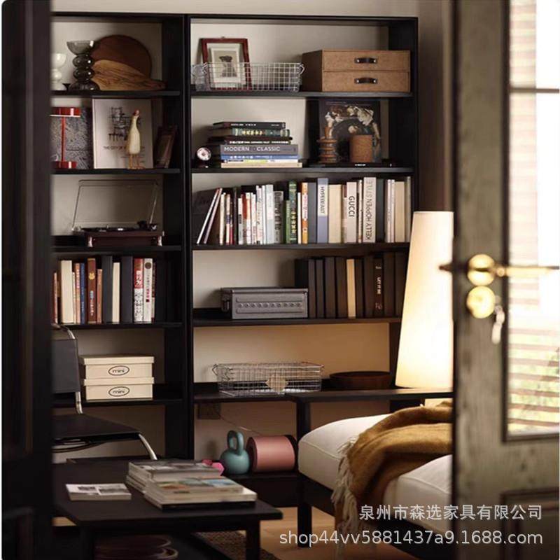 北欧黑色组合书柜白蜡木红橡木实木书架客厅书房整墙杂志收纳柜,淘宝优惠券,粉丝福利购,淘宝优惠卷