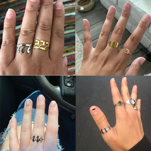 Angel Number Rings for Women Men Stainless Steel 444 777 Rin - 图2