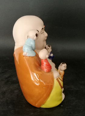 陶瓷弥勒佛像五子登科多仔多子新婚礼品闺密结婚礼物新房摆设饰品