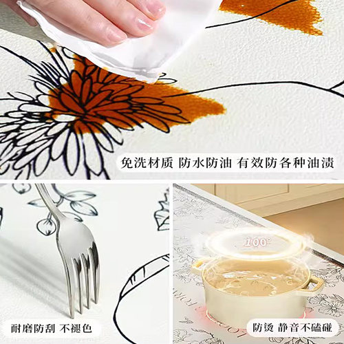 轻奢中式风梳妆台桌布防水防油免洗化妆台布pvc皮革美甲桌面垫子 - 图3
