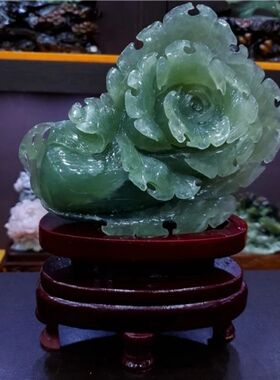 好货岫岩玉石白菜玉器摆件装饰岫玉玉石原石家居摆设饰品包邮