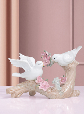 现代简约饰品摆件家居客厅酒柜软装饰品小鸟欧式创意房间陶瓷摆设