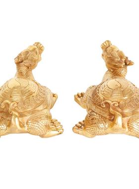 杨铜记 铜龙龟摆件 工艺品 一对龟 家居装饰摆设品