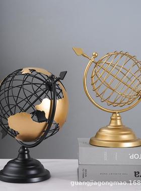 北欧铁制工艺品创意铁线地球仪家居饰品摆件拍摄道具家居装饰几何