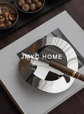 公高轻奢个性不锈钢烟灰档缸摆办室茶几客厅书365房卧室件家居饰