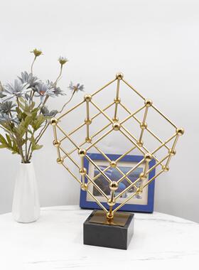 现代简约家用客厅摆件创意正方体几何金属装饰工艺品客厅玄关饰品