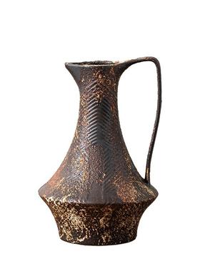 侘寂风摆件民宿极简陶瓷花瓶白色茶壶形状家居装饰品花插摆