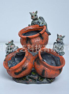 新款创意卡通小龙花盆树脂工艺品摆件桌面客厅装饰品院子摆件