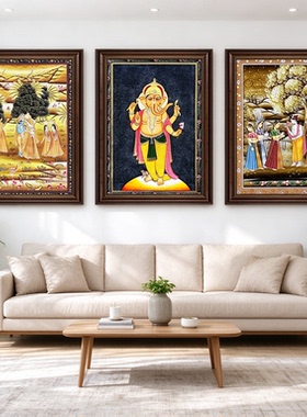 东南亚风情大象装饰画泰式按摩馆挂画高级感客厅餐厅背景墙壁装饰