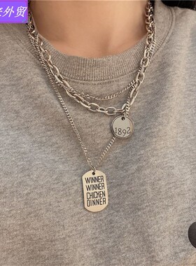 极速Multi-layer necklace cold style Hip hop Sweater chain wo