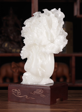 极速玉石白菜摆件百财新中式家居客厅电视柜酒柜办公室装饰工艺品