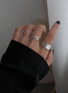 极速2021 New Hiphop/Rock Metal Geometry Circular Punk Rings