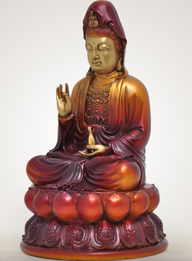 黄铜观音菩萨佛像摆件家用客厅供奉神像南海观世音娘娘工艺品