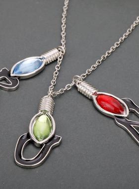 影视怪奇物语灯泡项链快跑RUN字母吊坠创意圣诞节灯泡项链现货