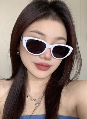 日本品质白色猫眼太阳镜女网红墨镜防紫外线欧美辣妹风造型男潮高