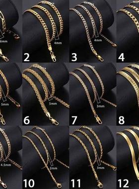 Gold Chain For Men Women Wheat Figaro Rope Cuban Link Chain
