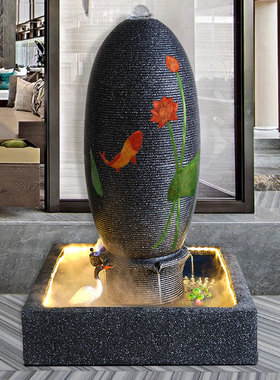 流水景观摆件新款室内装饰欧式灯光水幕球招财蛋乔迁送礼