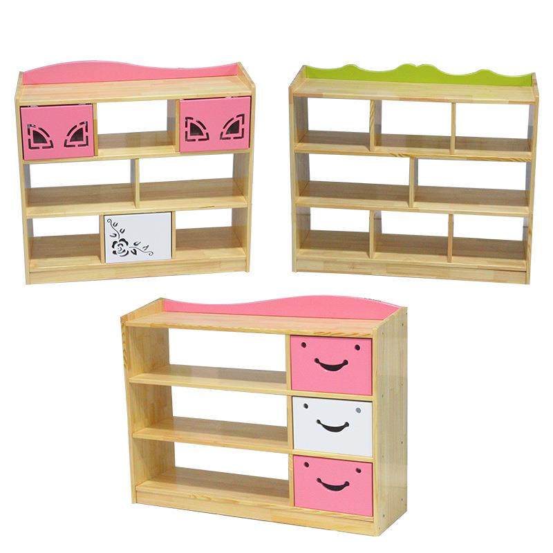 幼儿园樟子松玩具组合柜儿童家具实木书架卡通书包柜多功能储物柜,淘宝优惠券,粉丝福利购,淘宝优惠卷