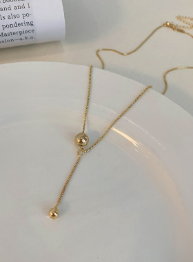 设计感金色豆豆项链女锁骨链轻奢小众时尚气质简约百搭卫衣链配饰