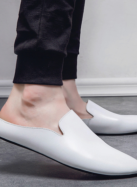 Outdoor men leather comfortable half shoes for men slide sli