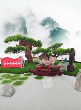 酒店旋转圆台创意桌花 包房政企宴会桌摆台 建党红色革命红船摆景