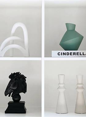 。样板房现代酒柜客厅创意软装家居饰品摆件相架花组合ZH