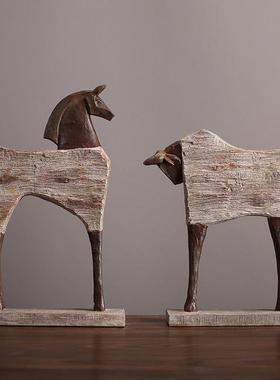 美式复古创意树脂工艺动物摆件样板间家用酒柜电视柜茶室乔迁礼品