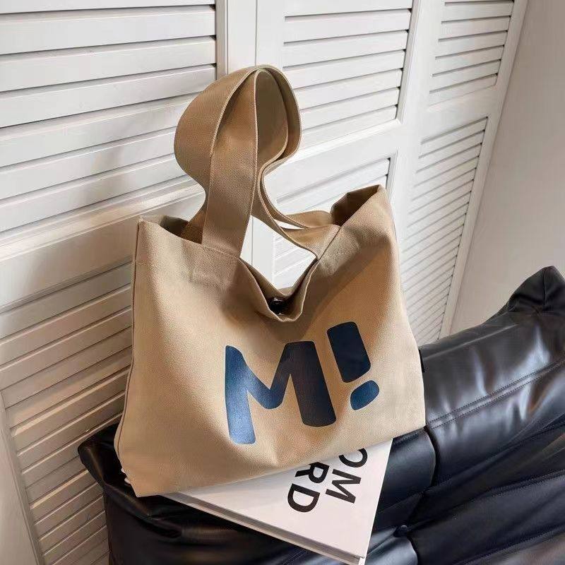 帆布包女大容量结实超市购物袋简约百搭2024新款单肩手提托特包,淘宝优惠券,粉丝福利购,淘宝优惠卷