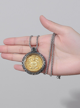 千手观音属鼠新中式守护神十二生肖本命佛镀金男士项链男女新款