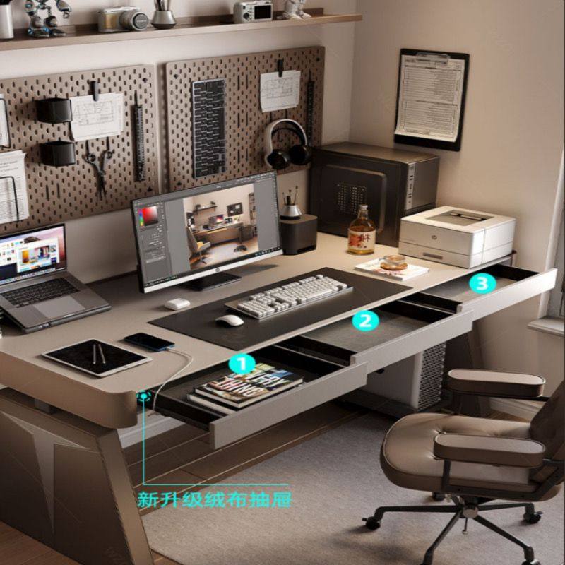 智能电动升降桌意式高档马鞍皮一体办公桌家用高中生学习电脑书桌,淘宝优惠券,粉丝福利购,淘宝优惠卷