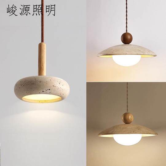 寂风油黄洞石吊侘灯北TPE欧奶风床头吊灯复古飞碟餐厅店铺吧台吊