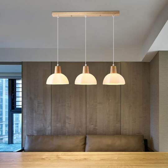 Nordic dining room chandelier solid wood creative personality dining Japanese style single head bed GLM head chandelier three head bar table hanging