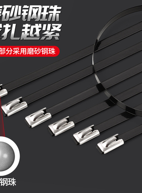 喷塑不锈钢扎带304自锁式金属包皮绝缘船用固定钢丝捆扎束缚绑带