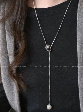 法式复古金色珍珠长款抽拉