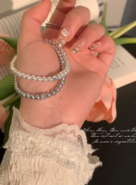 法式复古珍珠锆石手链女高