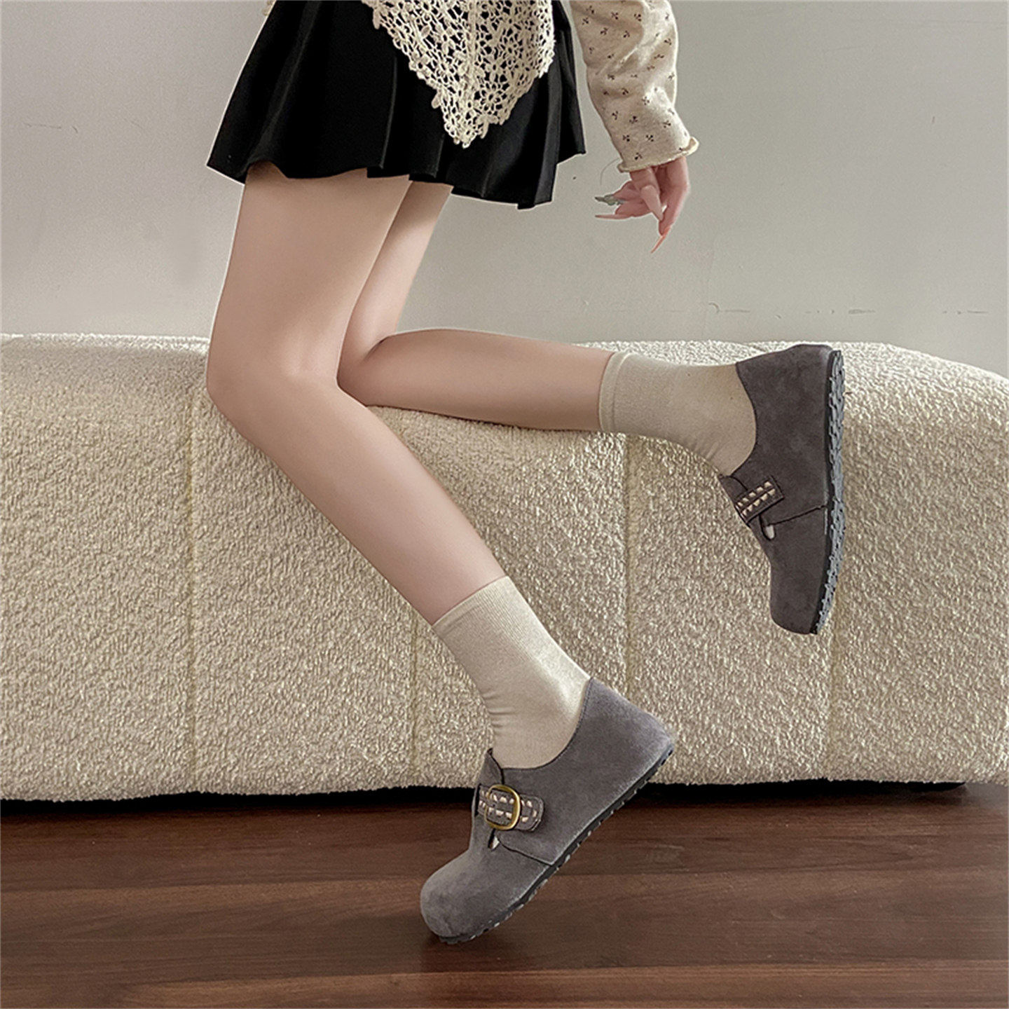 内增高法式勃肯鞋女2026年春季新款爆款百搭乐福鞋时尚配裙子单鞋,淘宝优惠券,粉丝福利购,淘宝优惠卷