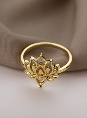 Lotus Flower Rings For Women Stainless Steel Sliver Color Fi