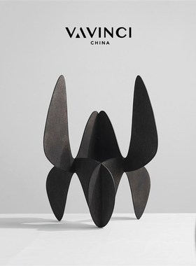梵其现代轻奢黑色金属几何摆件样板间书房创意饰品售楼处酒店软装