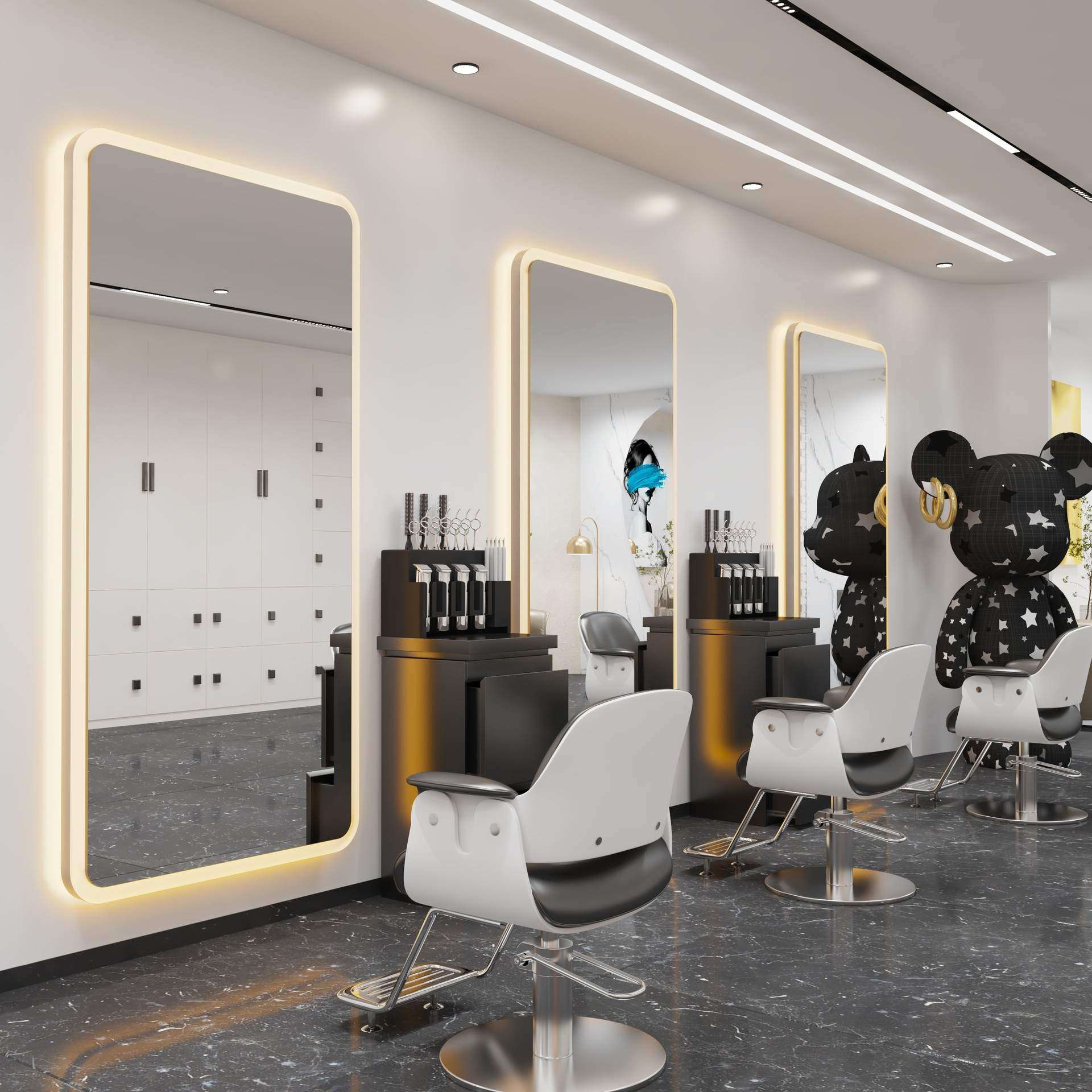 美发店镜子理发店镜台发廊专用网红带灯挂墙发光新款壁挂式剪发镜,淘宝优惠券,粉丝福利购,淘宝优惠卷