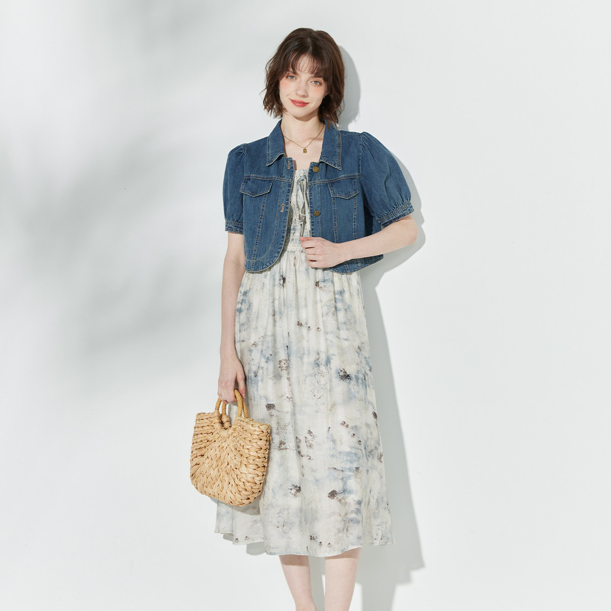 纳纹2025季新秋冬款东方新中式国风水墨印花设计吊带连衣裙套装女,淘宝优惠券,粉丝福利购,淘宝优惠卷