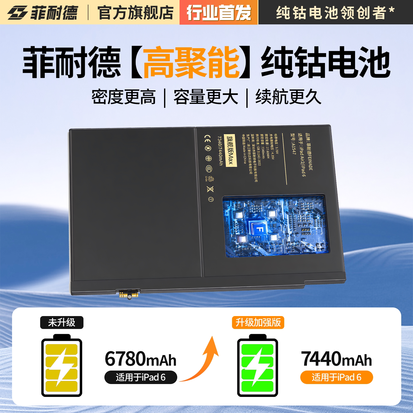 [包安装]菲耐德适用iPad电池Air2平板大容量5mini4迷你2更换3正品6代7苹8果9五9.7Pro10.5电11脑12.9寸2018赛