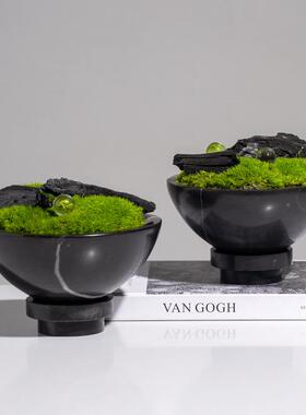 艺贝子高端大理石景绿植五星酒店装饰摆件YB-DZ-HY盆艺术花瓶级居