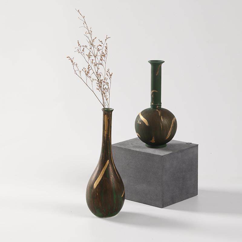 新中厅式禅意陶瓷描金胆瓶花瓶摆客房玄件关书家居插花装PXE饰品,淘宝优惠券,粉丝福利购,淘宝优惠卷