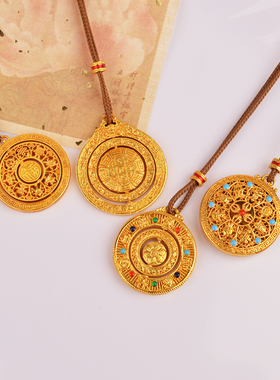 IOEKO女黄铜复古镂空花丝吊坠