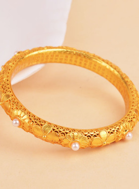 沙金花丝珍珠闭口手镯