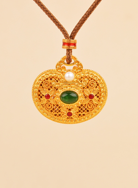 沙金花丝金蝉一鸣惊人吊坠